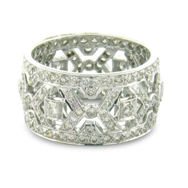 Edgy Rings For Freshness-"X" White Diamond Band