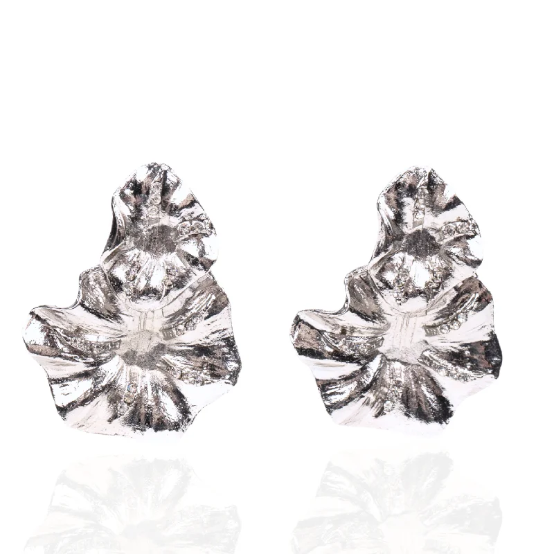 Earrings Ease Rules-Rosa Super Bloom Dangles - Silver