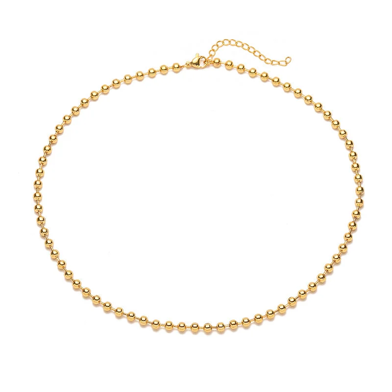 Gold 4mm round Beads Necklace