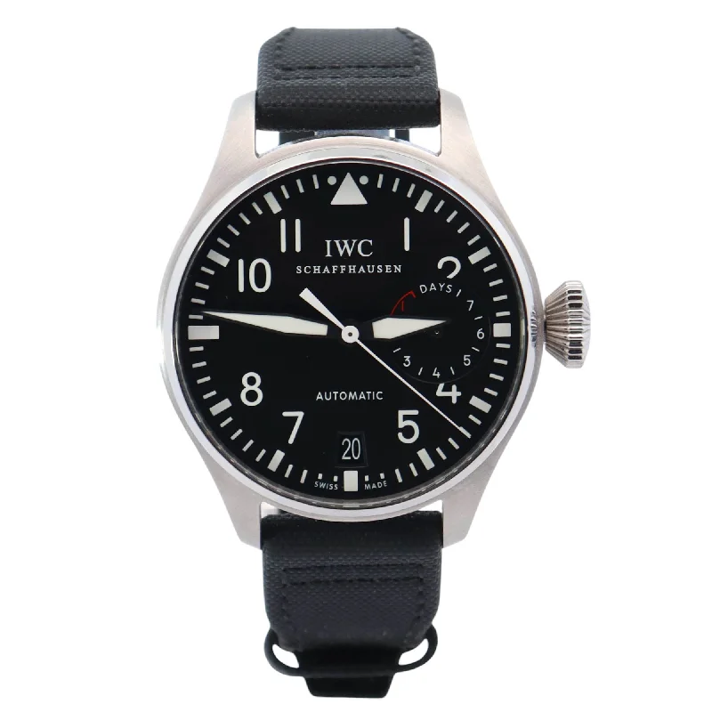 Tiny Watches For Subtlety-Small Watches For Simplicity-IWC Big Pilot 46.2mm Black Dial Watch Ref# IW500901