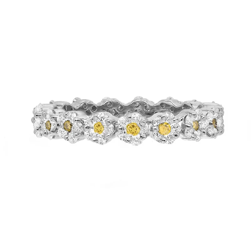 Rings For Sculpted Gems-Rosetta White and Yellow Diamond Band