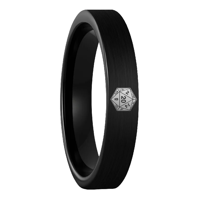 Rings For Tranquil Evenings-D20 Brushed Black Tungsten Women's Wedding Band