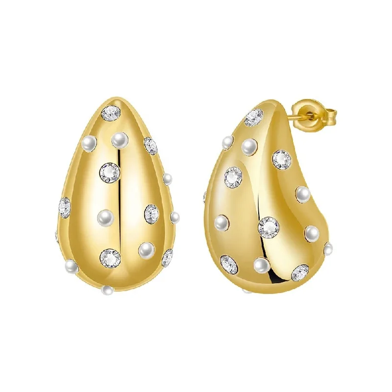 Best Value Earrings-Raindrop CZ Pearl Earrings