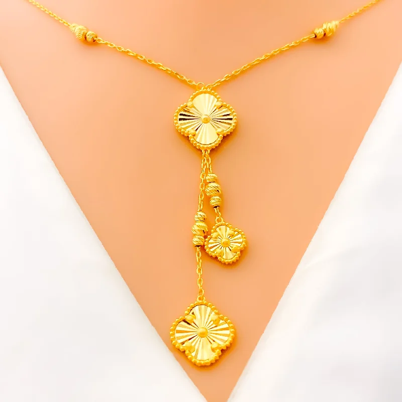 Necklaces For High Shine-Extravagant Exclusive 21k Gold Clover Necklace Set