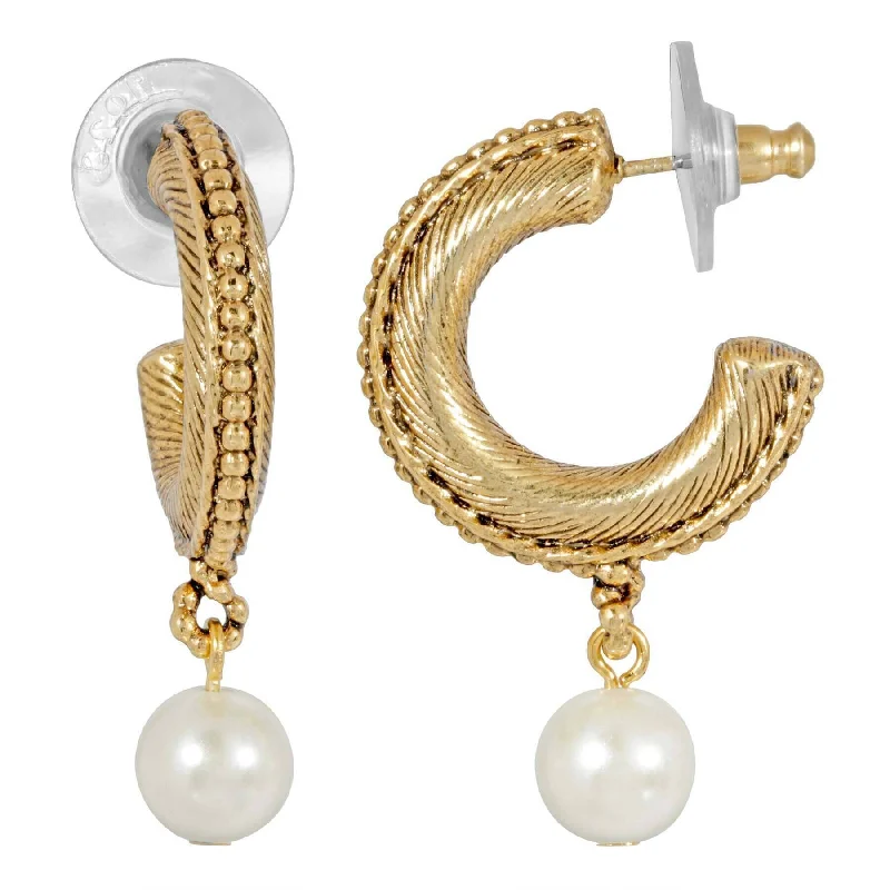 Best Swift Earrings-1928 Jewelry Hoop Earrings Faux Pearl Drop