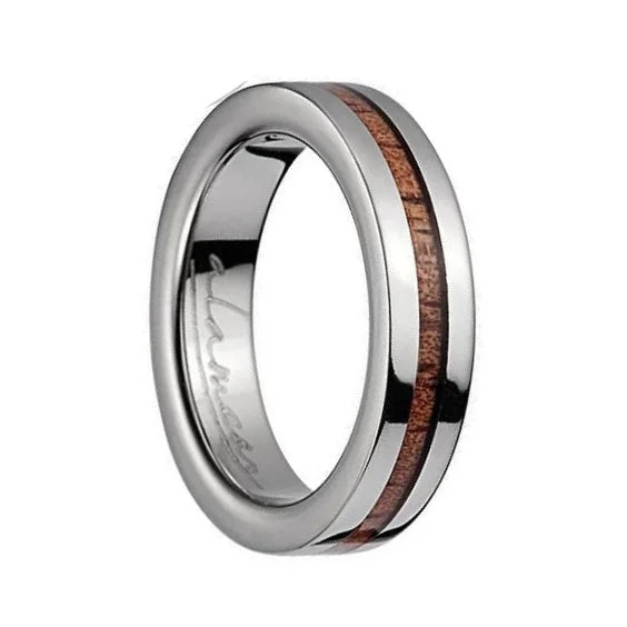 Rings For Radiant Glow-Titanium Women's Wedding Band with Hawaiian Koa Wood Inlay