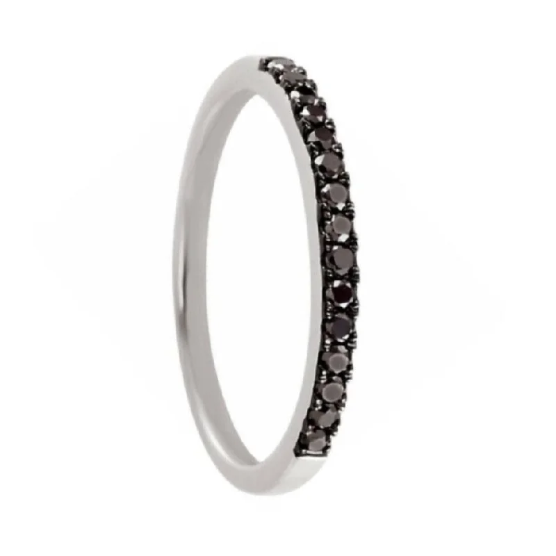 Rings For Urban Spark-14k White Gold Women's Ring with Black Diamonds