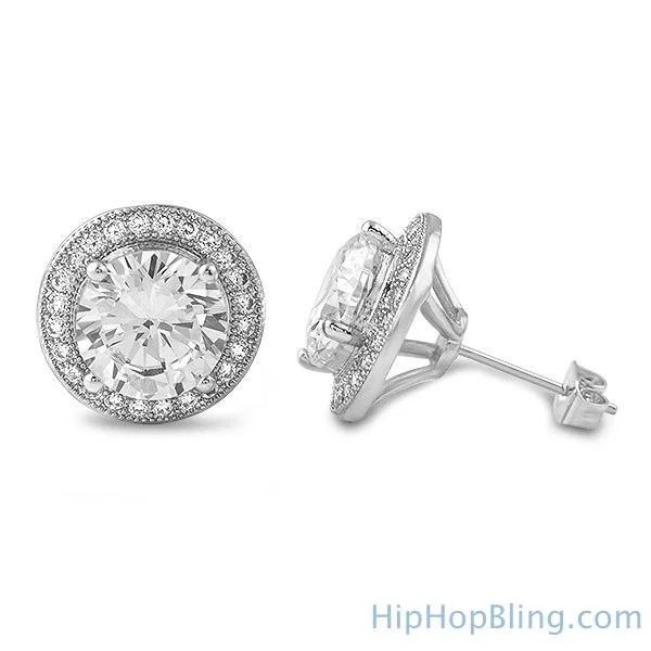 Great Earrings For Swift Wear-XL Halo Solitaire Blingbling CZ Earrings