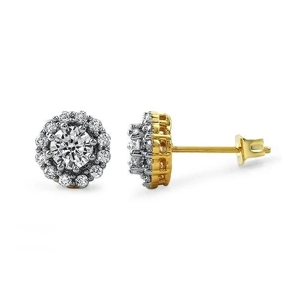 Earrings For Warm Glow-Gold Flower Iced Out CZ Earrings