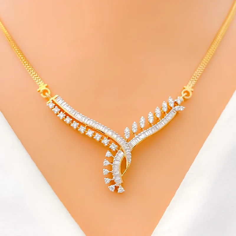 Necklaces For Lounge Glow-Classy Asymmetrical Diamond + 18k Gold Necklace Set