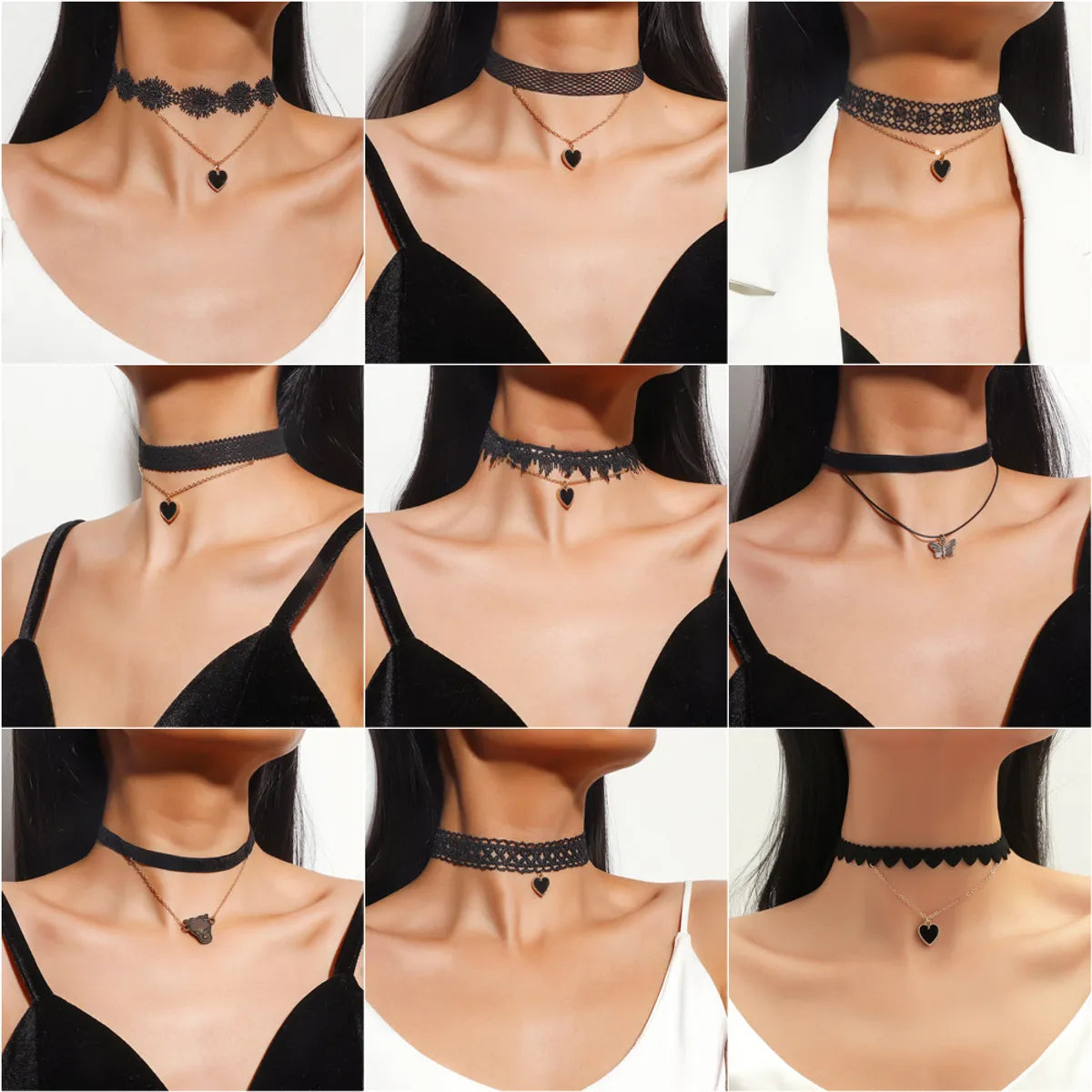 Necklaces Fit Chart-Retro Heart Lace Women's Necklace