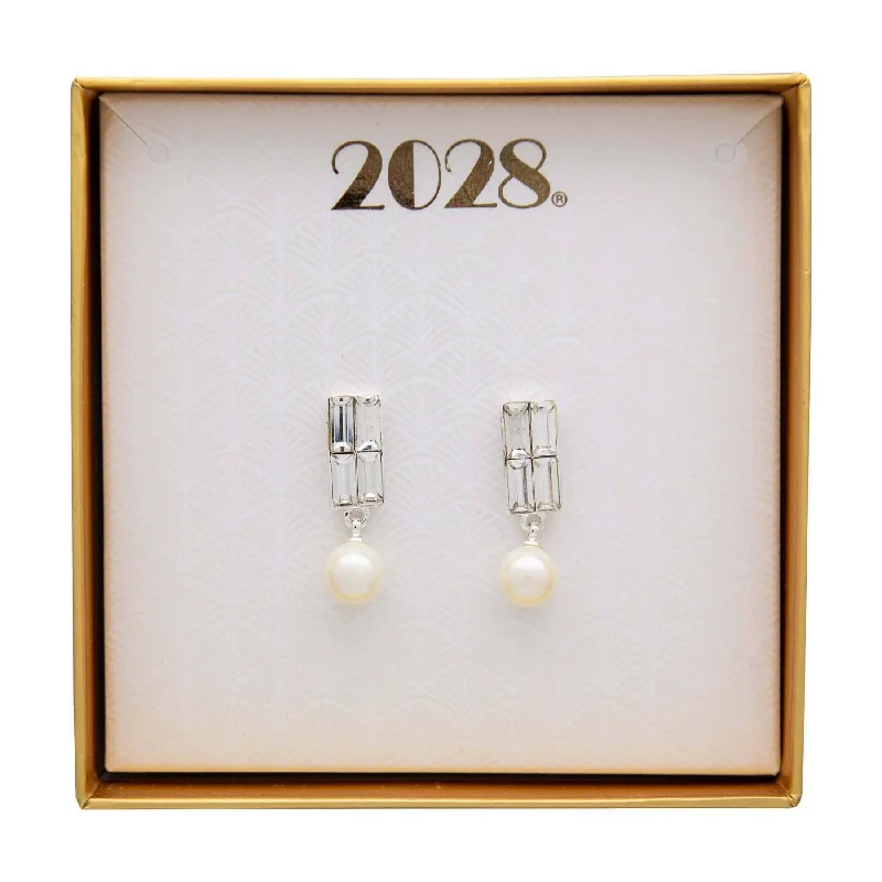 Earrings For Huge Fun-2028 Jewelry Crystal And 8Mmm Faux Pearl Drop Earrings