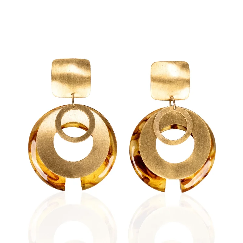 Hardy Earrings For Wear-Victoria Statement Dangles - Tortoise