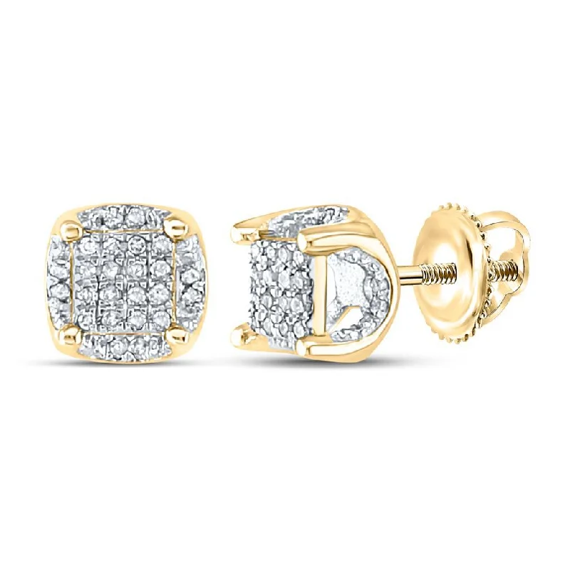 Best Retro Earrings-3D Pave Stud .20 Carat Diamond Earrings .10K Gold