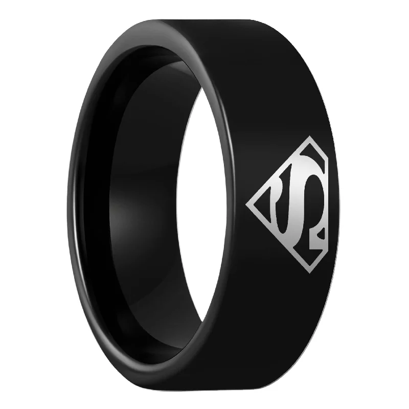 Rings Assurance Details-Superman Black Tungsten Men's Wedding Band