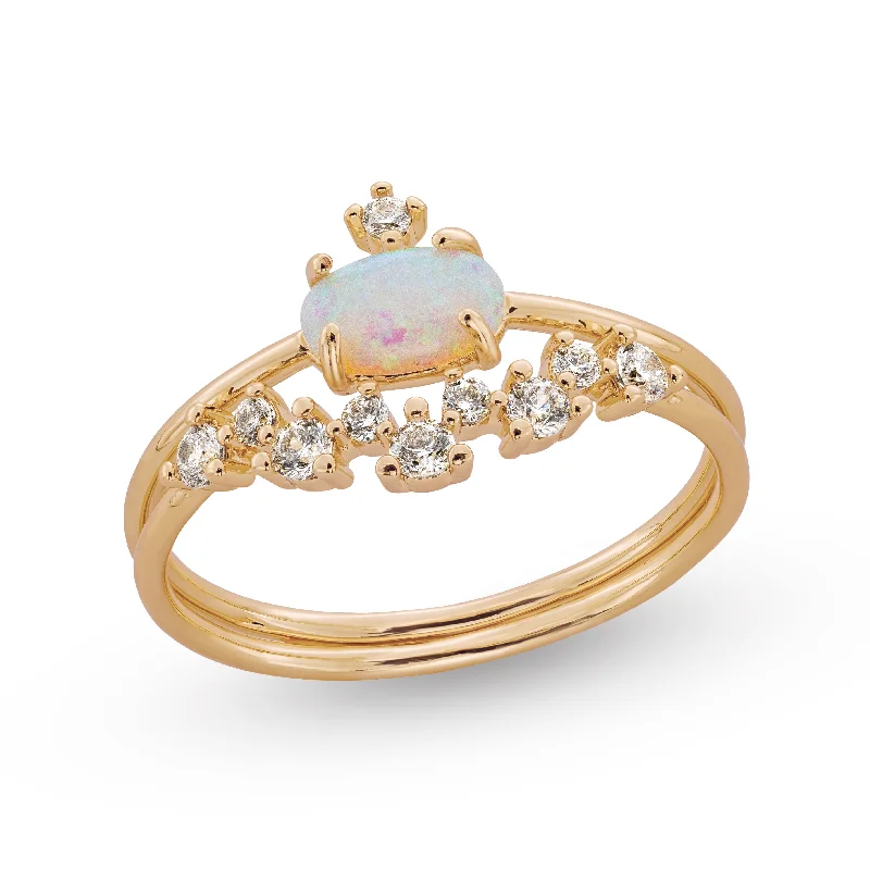 Rings For Market Days-Aura Opal CZ Crown Ring