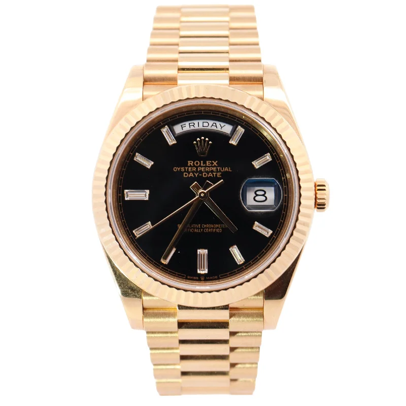 Best Stout Watches-Best Heavy Duty Watches-Rolex Day-Date 40mm Black Dial Watch Ref# 228238