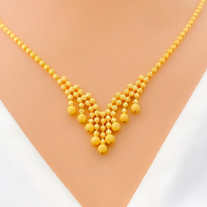 Necklaces For Coast Glow-Charming Dangling Everyday 22K Gold Necklace Set