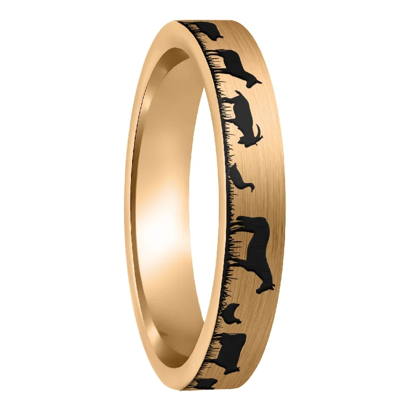 Rings Trending Favorites-Farm Animals Brushed Rose Gold Tungsten Women's Wedding Band