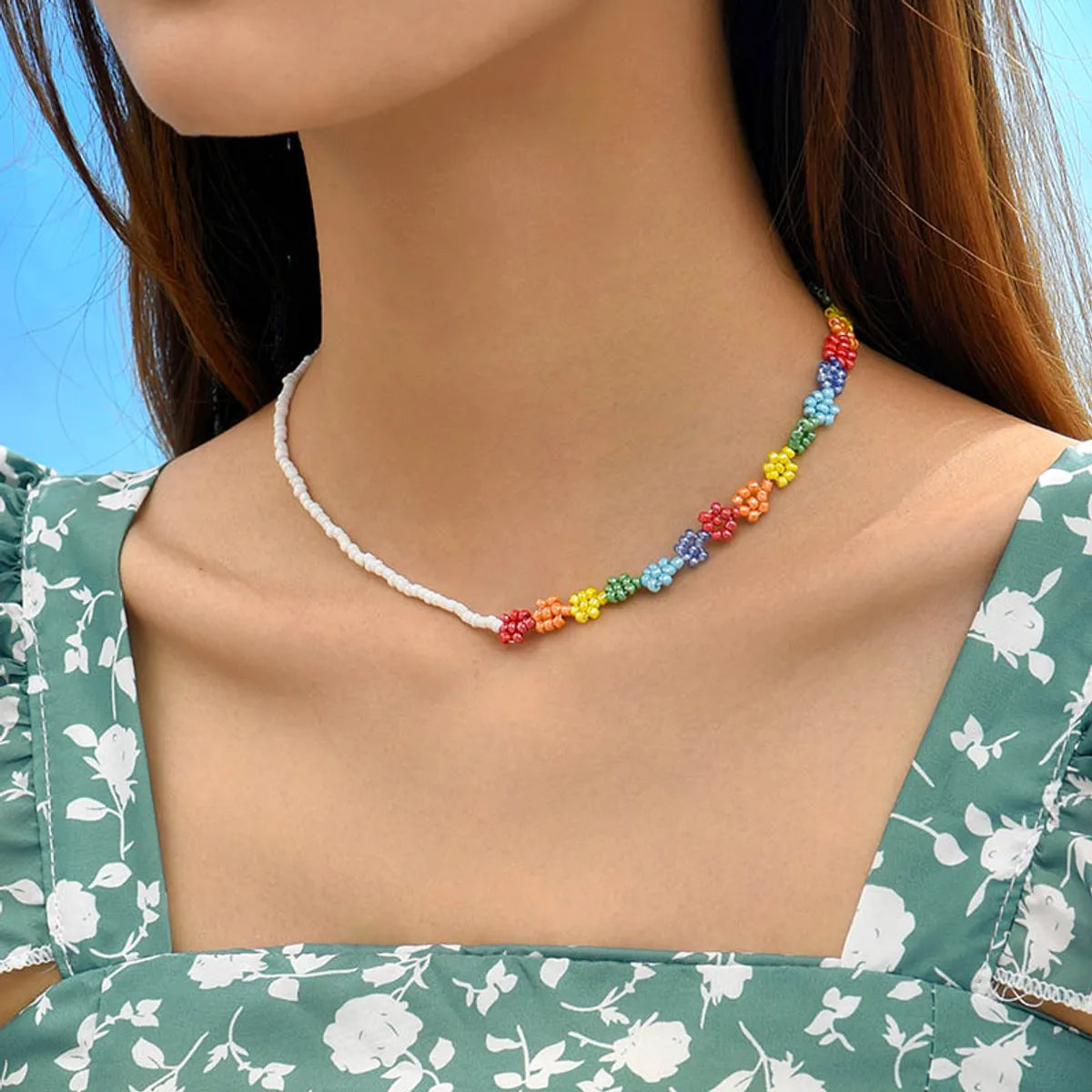 Necklaces Use Test-Bohemian Flower Alloy Seed Bead Plating Women's Choker