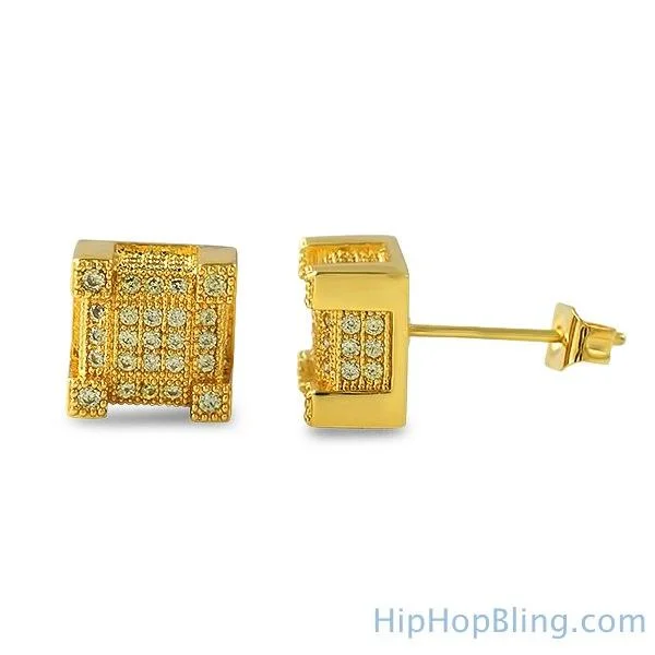 Earrings With Cascade Drops-Bling Bling Cube Lemonade CZ Earrings