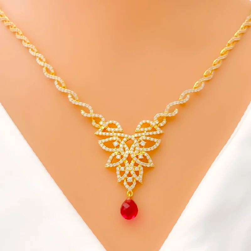 Necklaces For Icy Wear-Mesmerizing Modish Fancy Diamond + 18k Gold Necklace Set