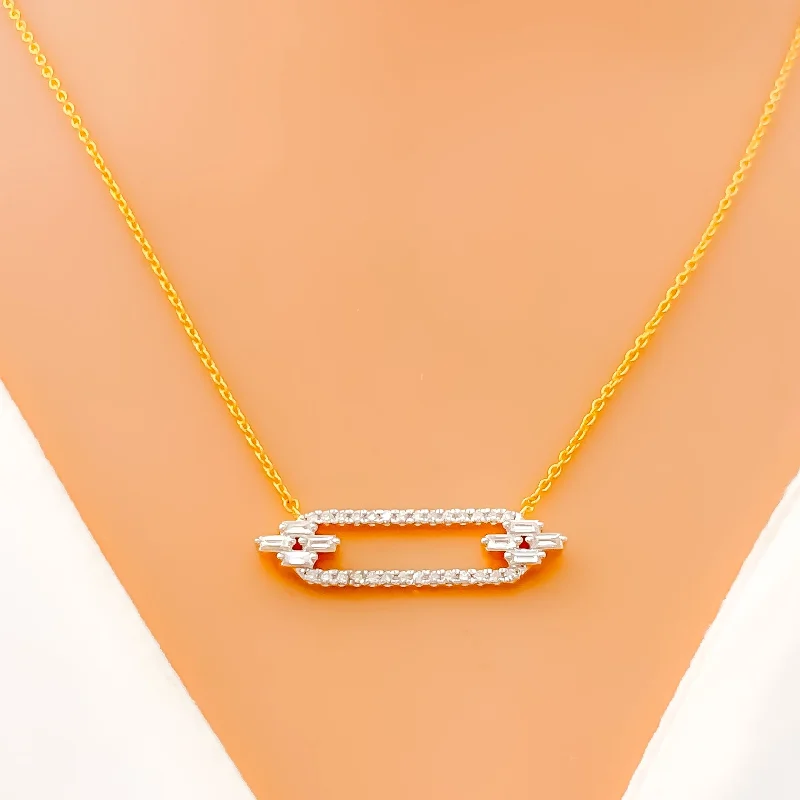 Unique Necklaces Art-Sleek Shiny Diamond + 18k Gold Necklace Set