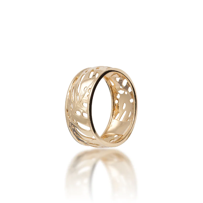 Rings For Dainty Digits-Monstera Ring in Gold - 8mm