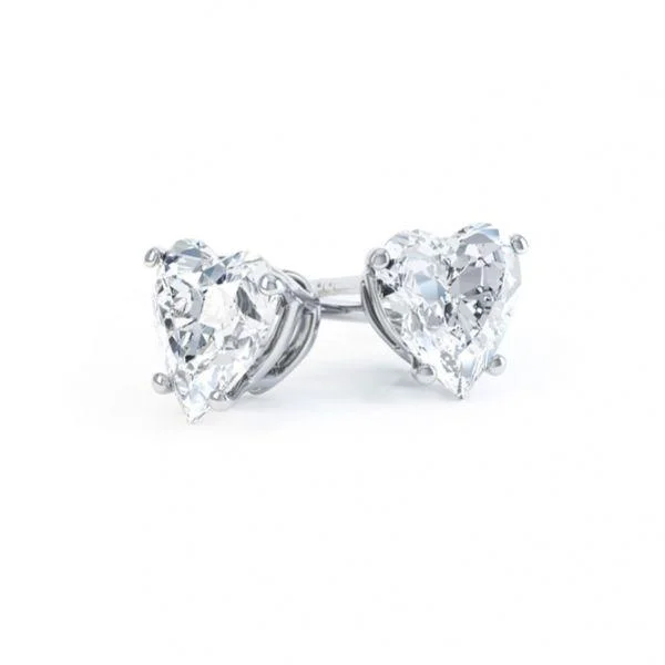 Earrings For Harsh Weather-Heart Cut Moissanite VVS D Stud Earrings .925 Sterling Silver