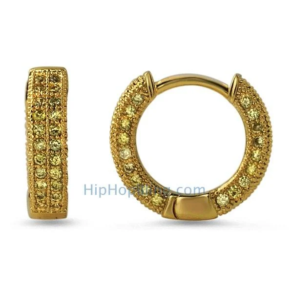 Earrings For Triple Sets-3D Hoop Earrings Lemonade CZ Micro Pave