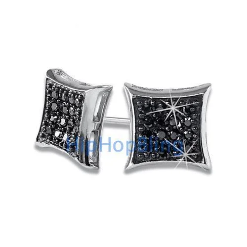 Breezy Earrings For Lightness-Kite 32 Stones Black CZ Micro Pave Earrings .925 Silver