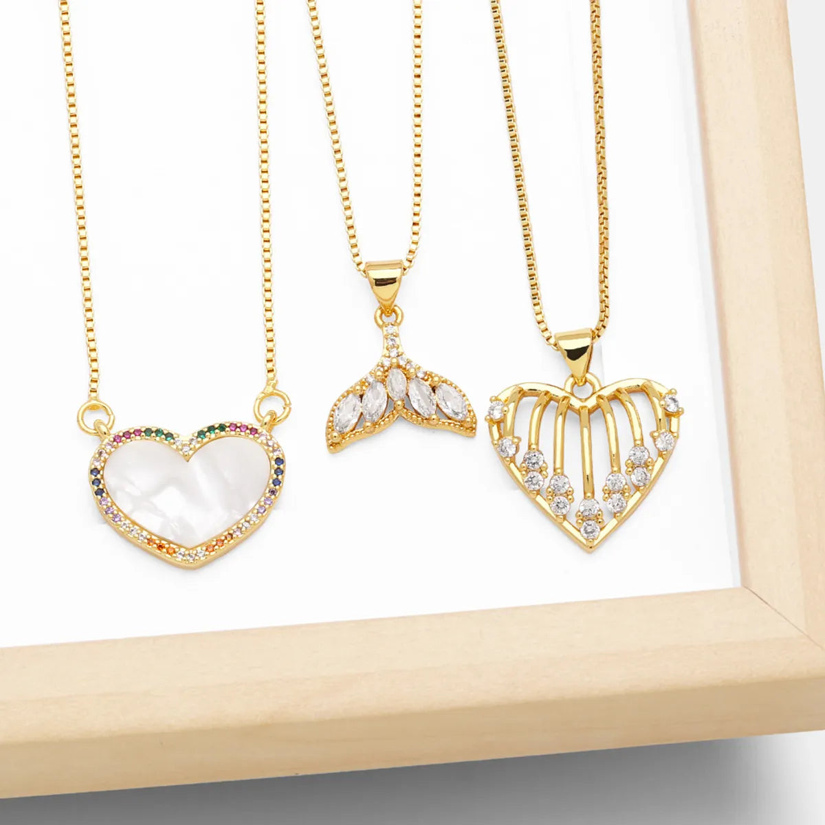 Necklaces For Bright Flair-Simple Style Heart Shape Copper Plating Inlay Zircon 18k Gold Plated Pendant Necklace