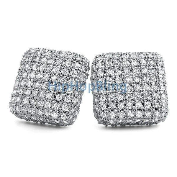 Earrings Use Hints-XL 3D Rounded Box CZ Bling Bling Earrings