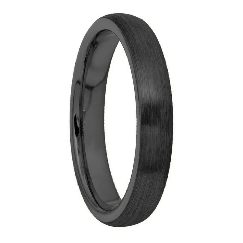 Rings With Twisted Accents-Brushed Domed Black Tungsten Women's Wedding Band