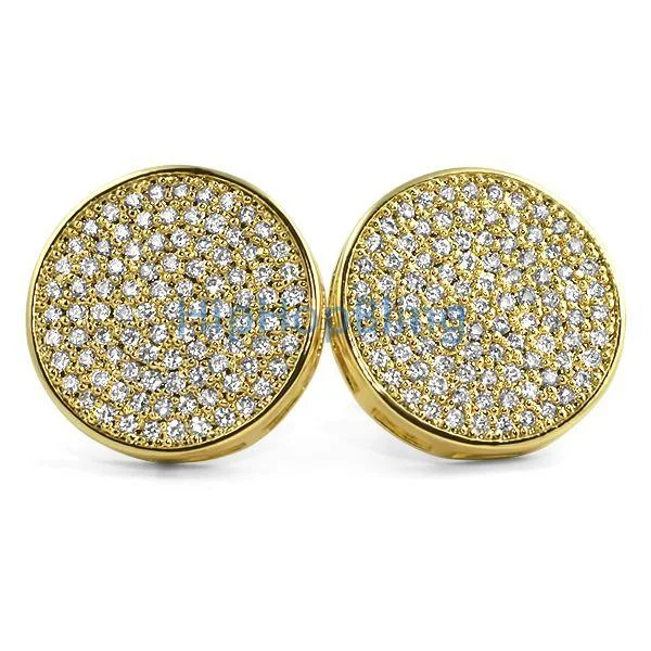 Earrings Build Reviews-Jumbo Circle Gold Micro Pave CZ Bling Bling Earrings