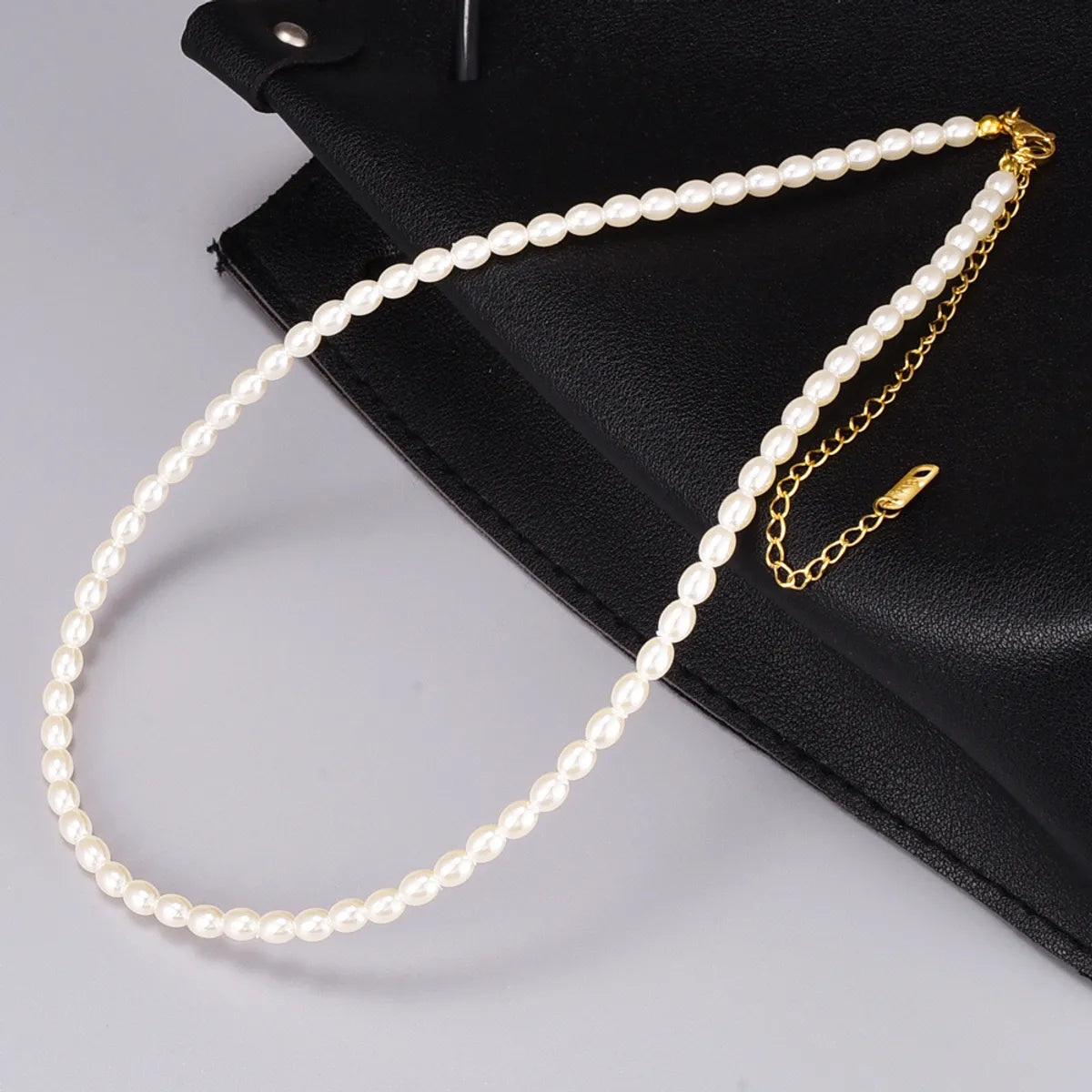 Necklaces For Wet Shine-Fashion Millet Bead Titanium Steel Plated 18k Gold Clavicle Chain Necklace