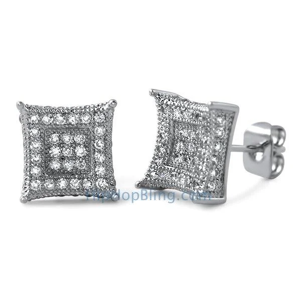 Earrings For Deep Shine-3D Box Kite L CZ Micro Pave Earrings