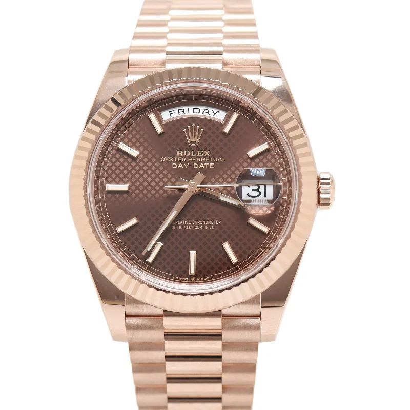 Watches Keep Tricks-Watches Upkeep Tips-Rolex Day-Date 40mm Chocolate Dial Watch Ref# 228235