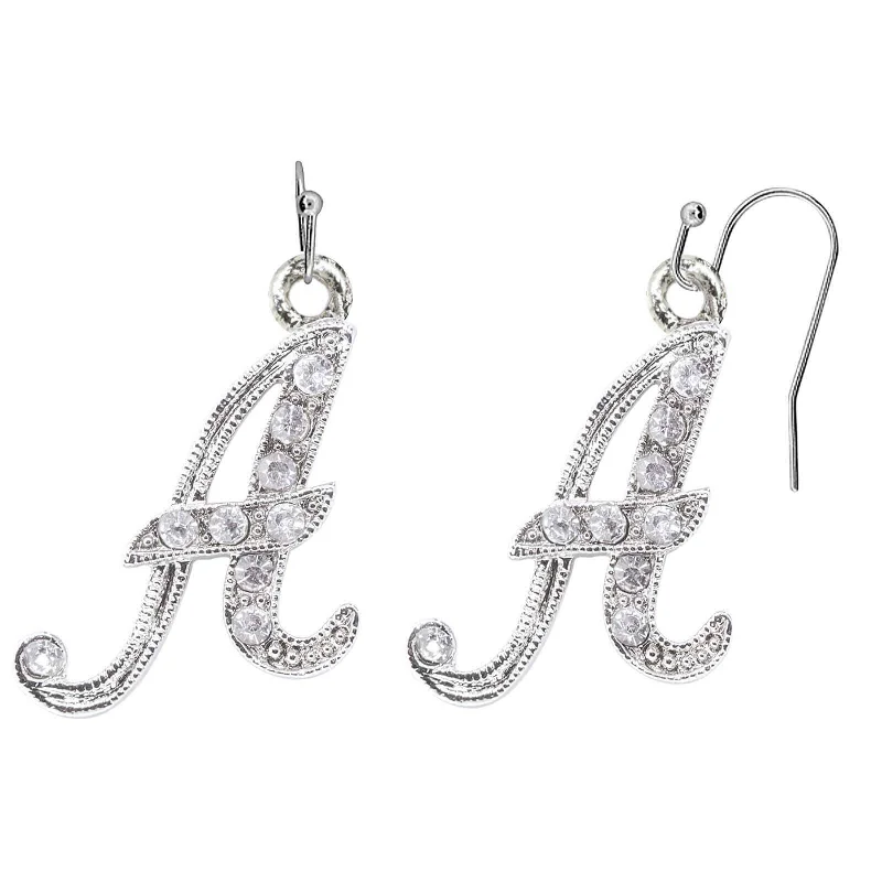 Earrings Wear Tips-1928 Jewelry Clear Crystal Accent Initial Wire Earrings