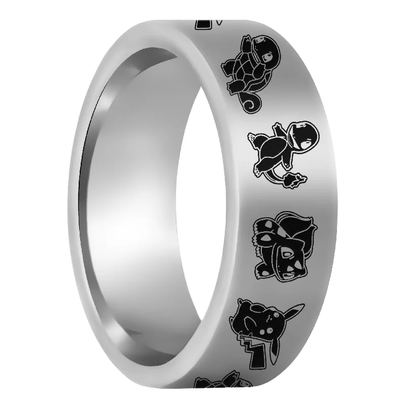 Rings With Hidden Clasps-Pokemon Tungsten Men's Wedding Band