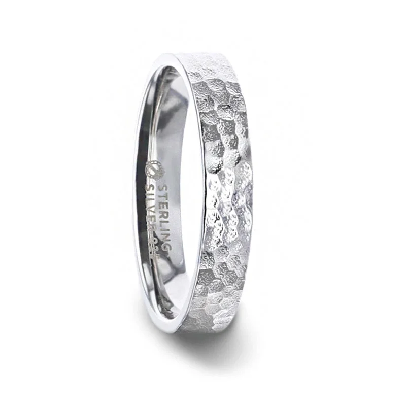 Rings For Rugged Days-Hammered Silver Women's Wedding Band