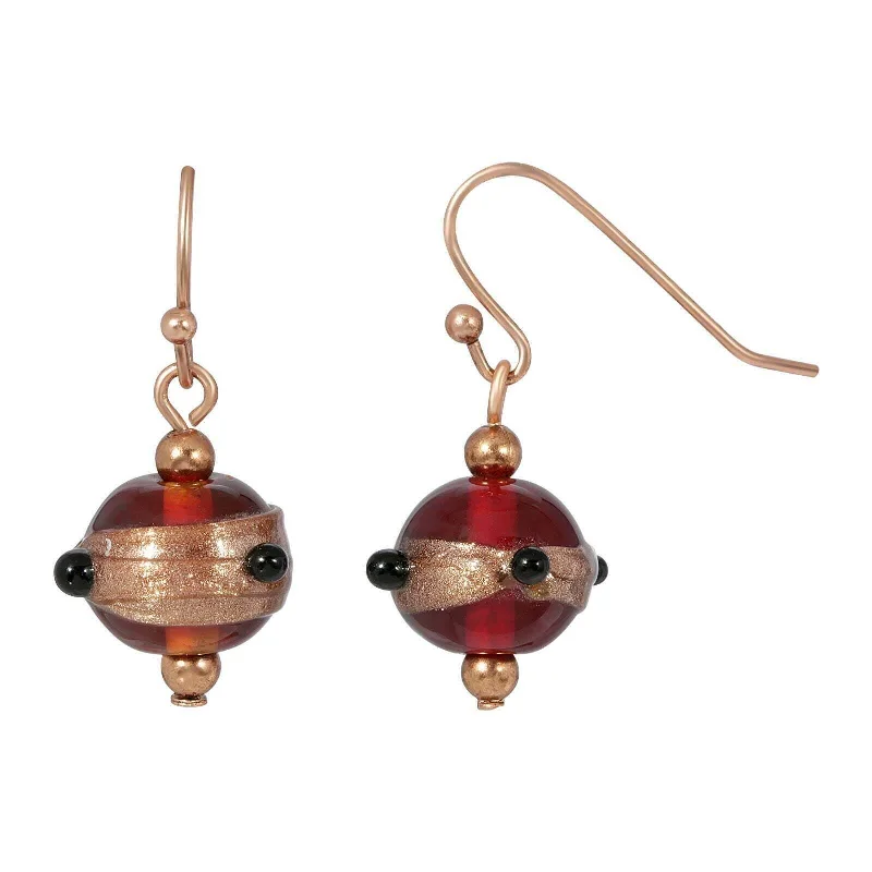 Earrings For Thick Fun-1928 Jewelry Brown Glass Bead Wire Drop Earrings