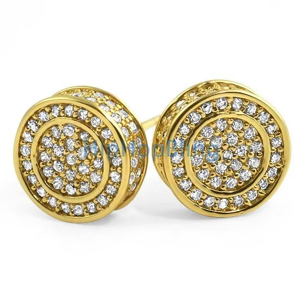 Earrings Spark Guide-Large 3D Circle Gold CZ Bling Bling Earrings