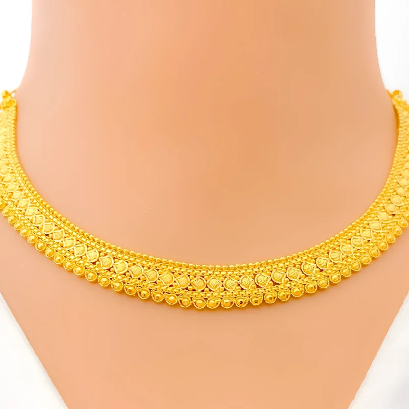 Necklaces Rate Tips-Festive Traditional Checkered 22k Gold Necklace Set