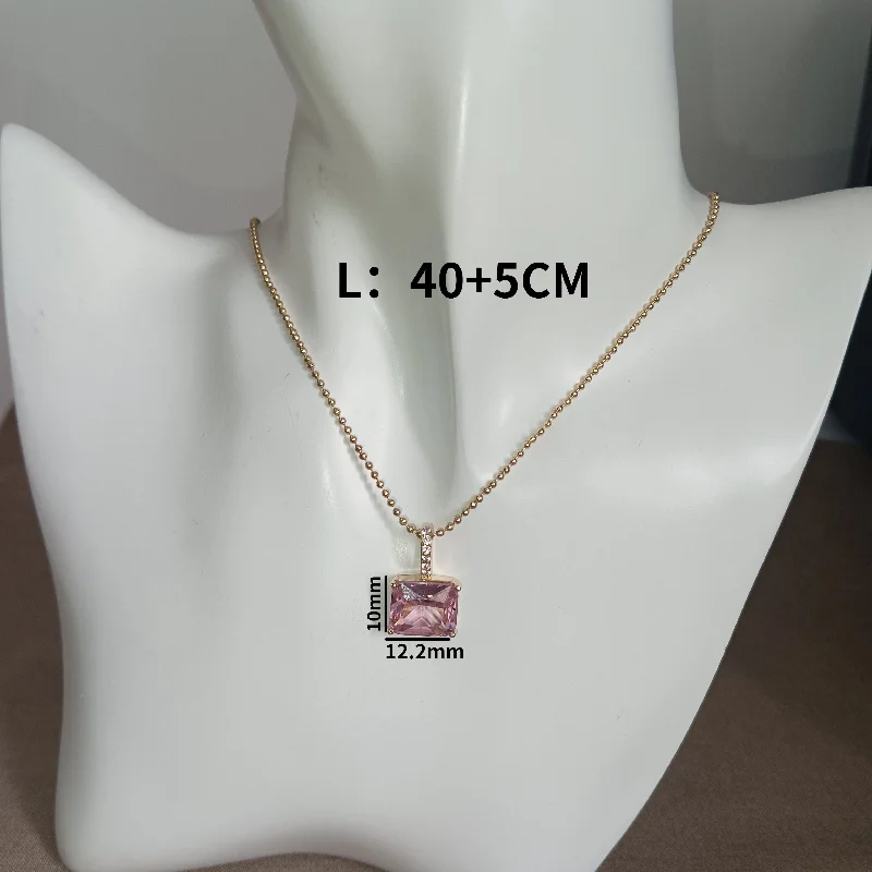 Pink Square Necklace (Bead Necklace)