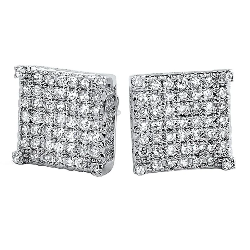 Earrings With Chunky Loops-Custom Micro Pave Earrings CZ Cubes