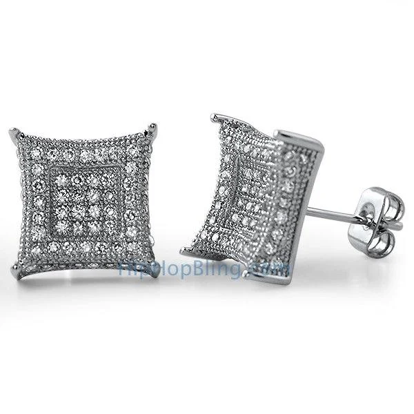 Best Breezy Earrings-XL 3D Box Kite CZ Bling Bling Earrings