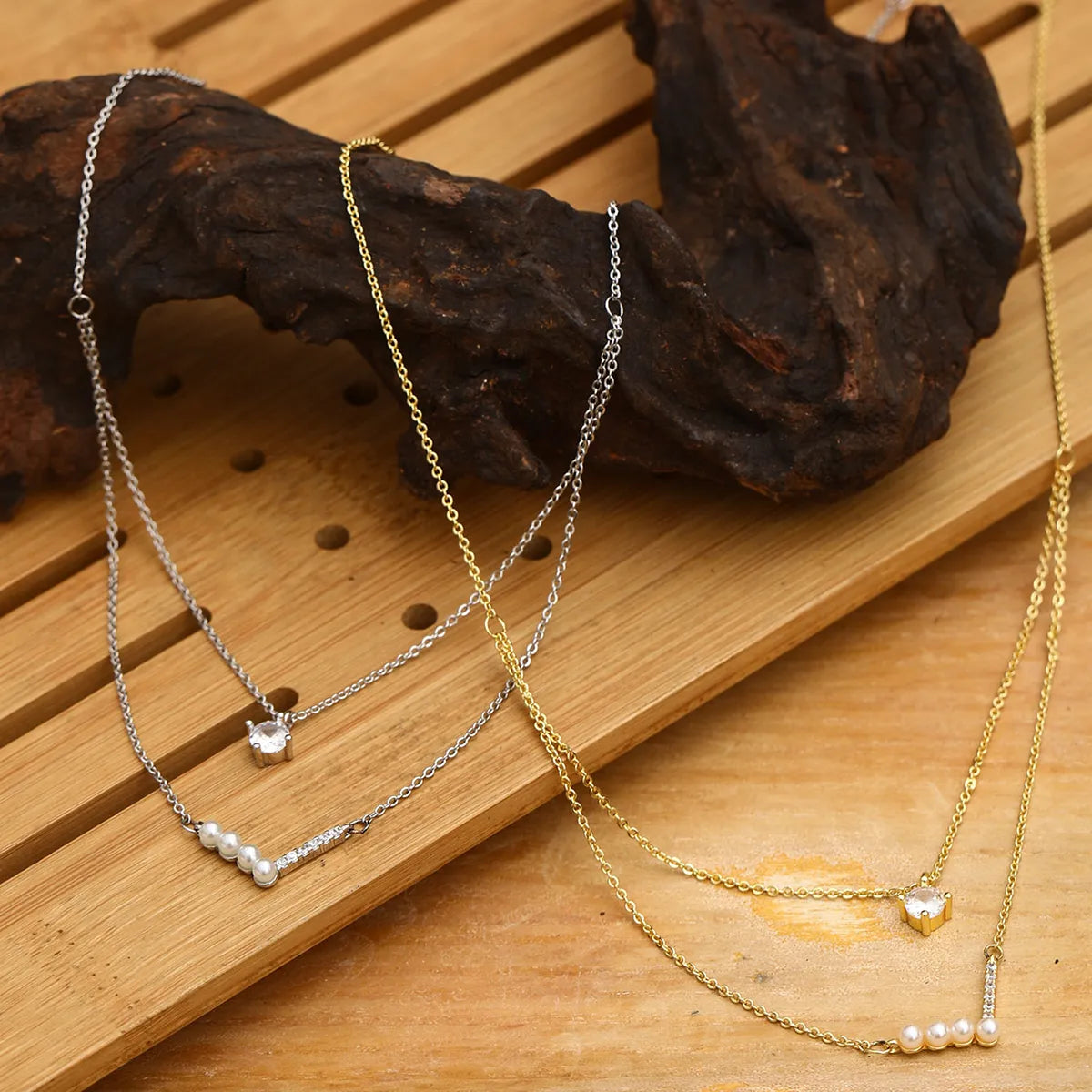 Necklaces For Sand Glow-Copper Simple Style Solid Color Inlay Zircon Pendant Necklace