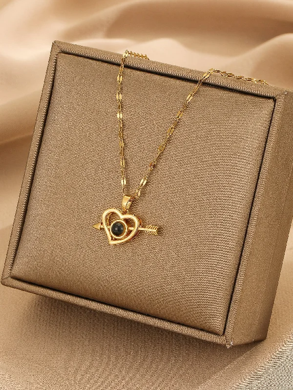 Necklaces Ease Test-Simple Style Heart Shape Copper 18k Gold Plated Pendant Necklace