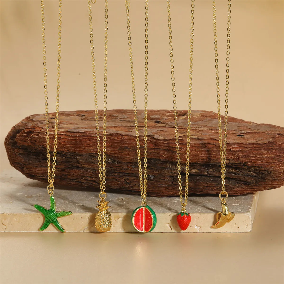 Necklaces For Crew Flair-Copper 14K Gold Plated Vintage Style Simple Style Commute Fruit Enamel Pendant Necklace